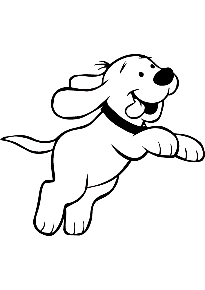 Cachorrinho para colorir em um salto